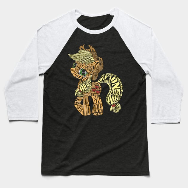 Wordy Applejack Baseball T-Shirt by WanWanWana